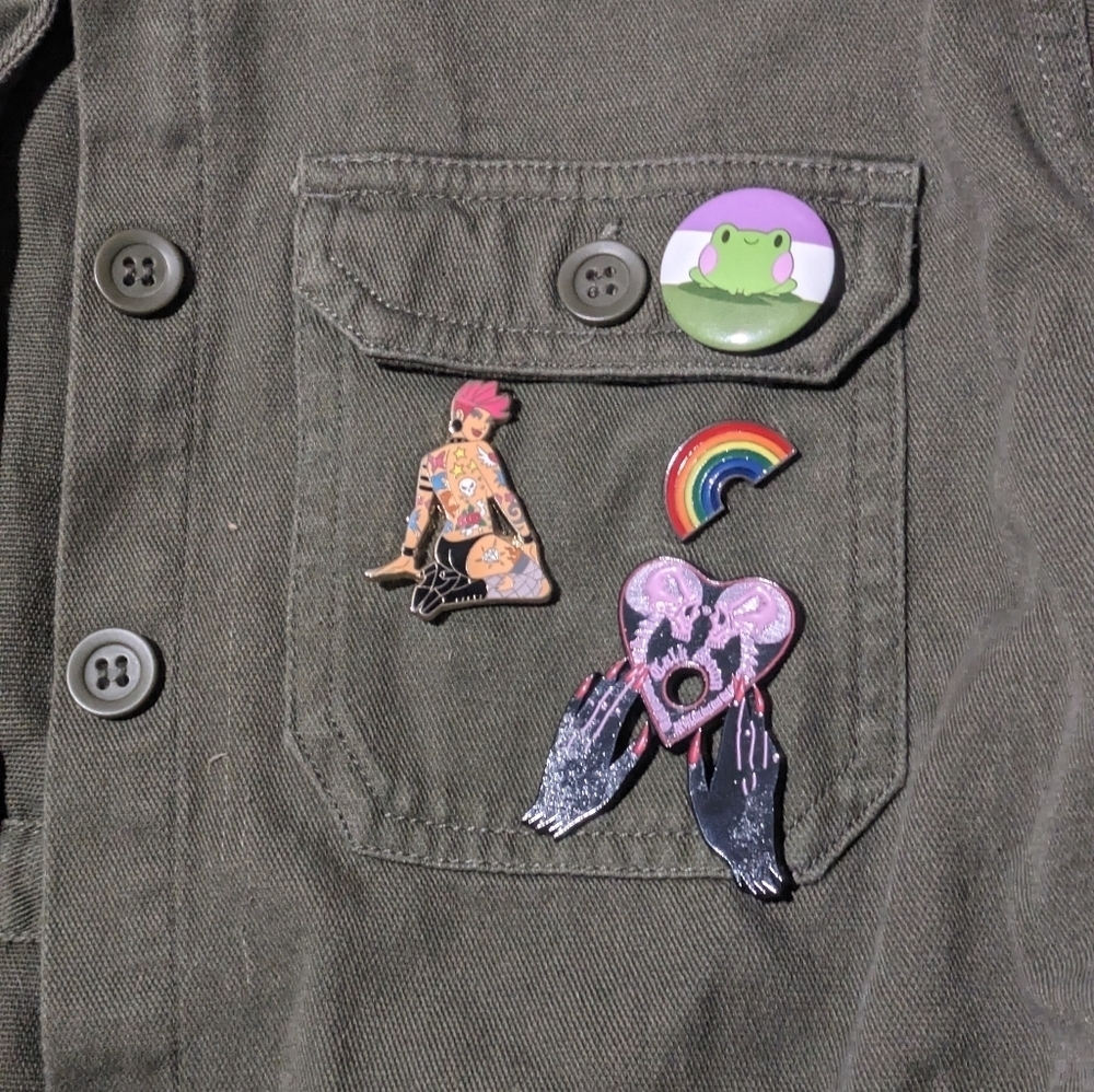 Gypsy Warrior Army Green Patch Jacket Military Utility Grunge Festival Large - Picture 7 of 8